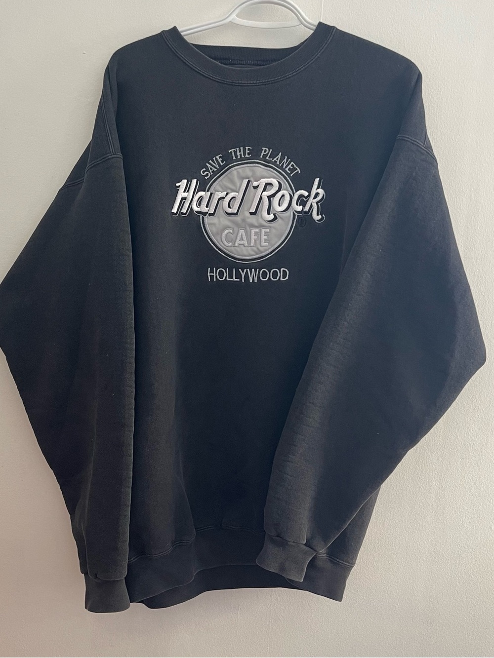Hard Rock Cafe Black Crewneck Sweatshirt with White Logo